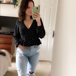 Polka dot wrap top